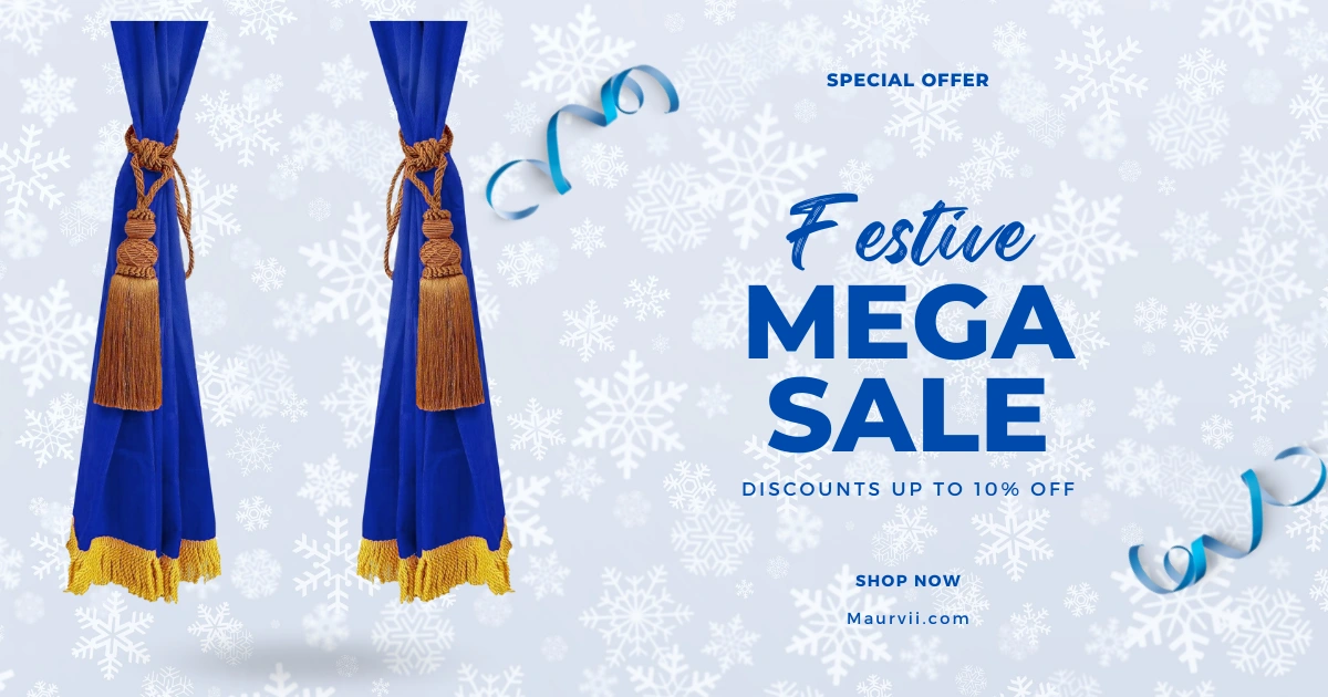 Velvet made curtains in blue color