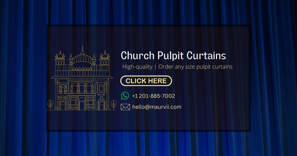 Blue velvet curtains for church stage decoration