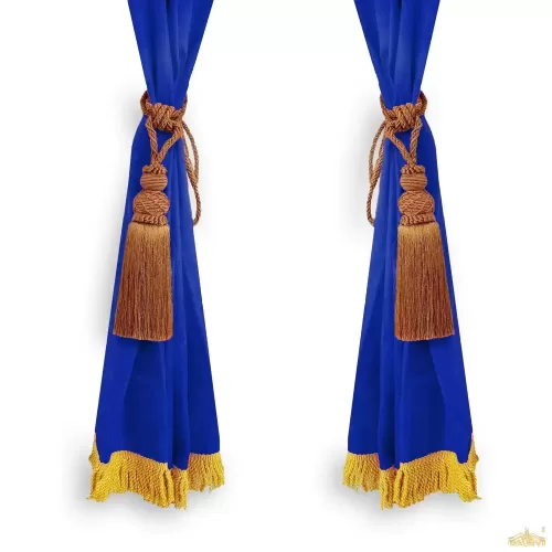 Luxury Blue And Gold Curtains With Trim