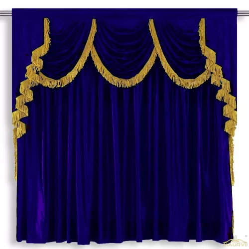 Installed Blue Stage Curtains with Rod