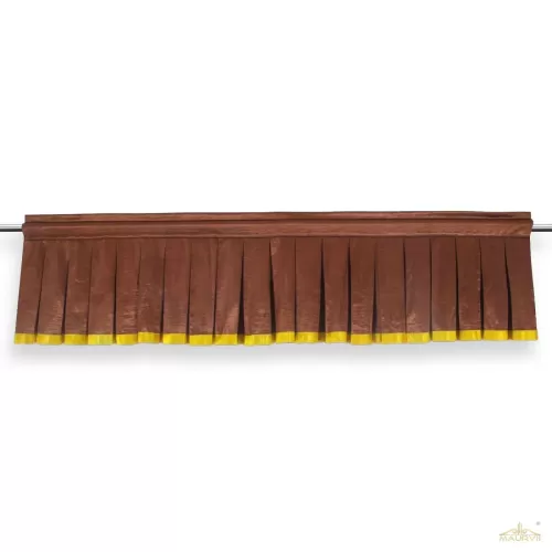 brown box pleated valance with gold trim