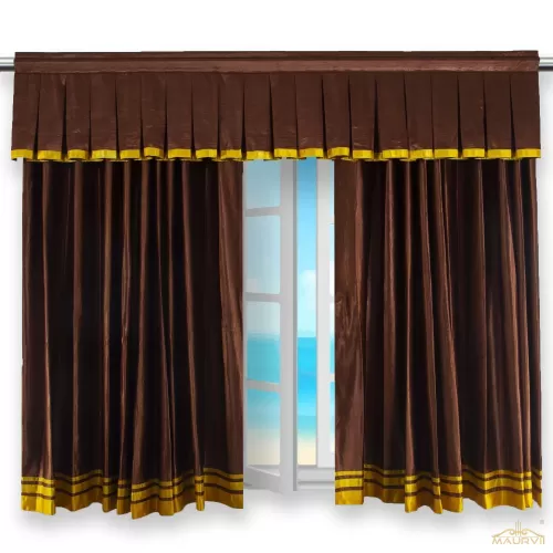 Theater curtains with valance in brown
