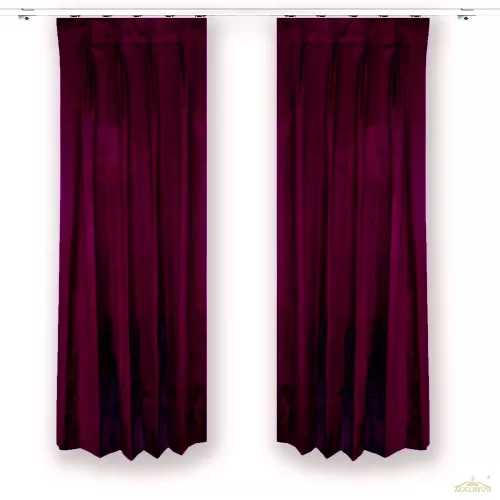Pleated bedroom curtains in burgundy color
