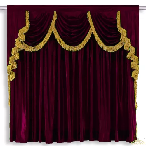 Church curtains in burgundy with fringe