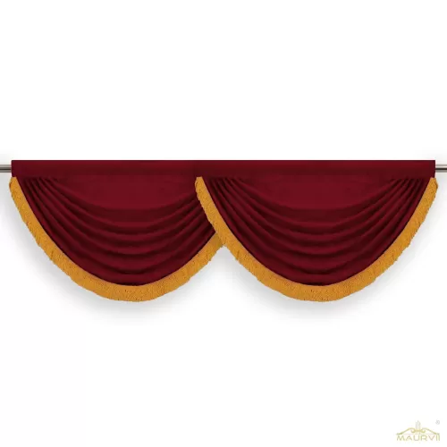 Burgundy Swag Valance With Gold Trim