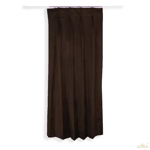 Brown curtain panels in pleated style