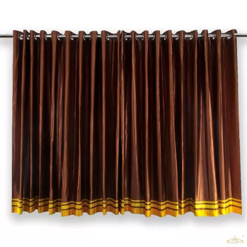 Grommet church curtains in brown