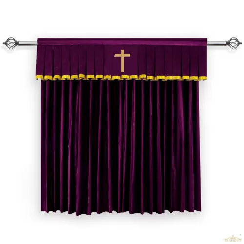 Church Pulpit Curtains With Valance And Cross