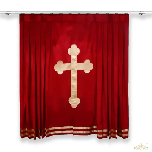 Church stage curtains with a huge cross 