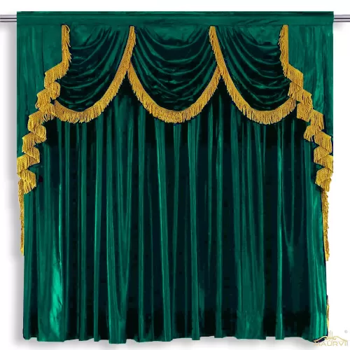 aqua color theater curtains in closed look 