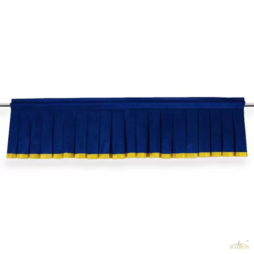 Blue Box Pleat Valance With Golden Trim