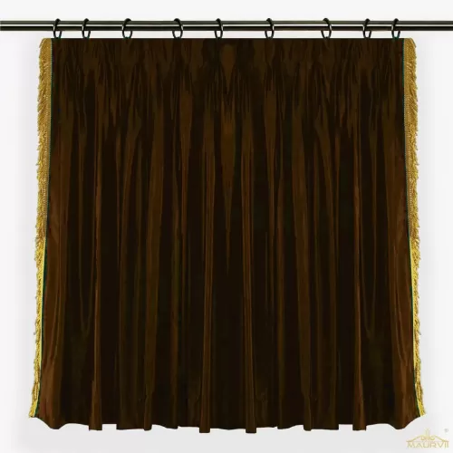 Brown grommet panel curtains with lace decor