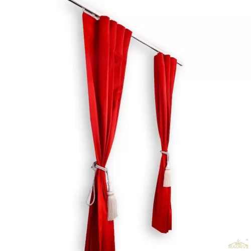 Christmas curtains with white tie backs