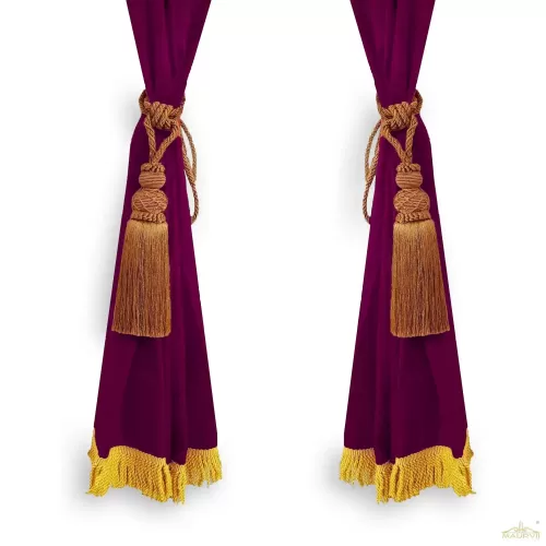 Tassel curtains in burgundy color with fringe