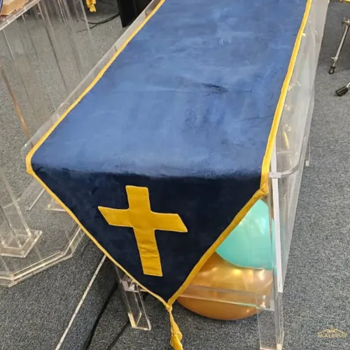Church podium cover with golden cross