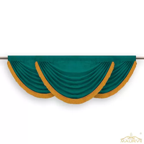 swag valance in mint green with fringe