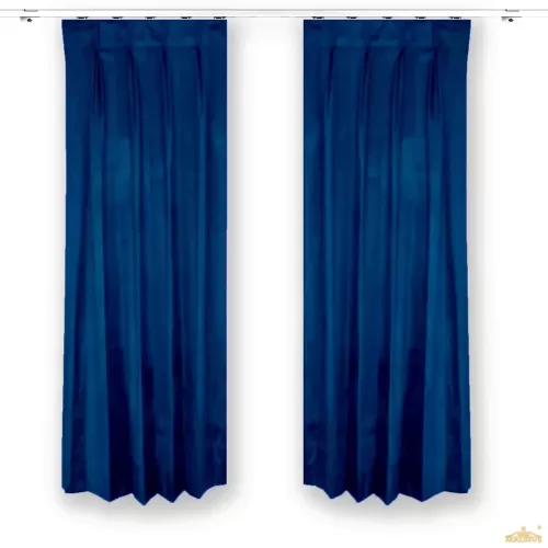 Bedroom curtains in navy blue pleated style