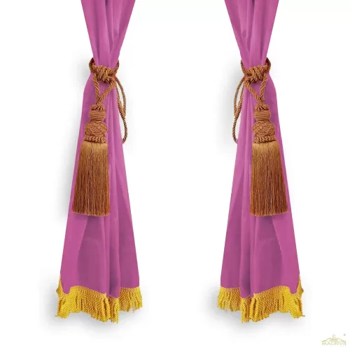 Pink Velvet Curtains with golden fringe