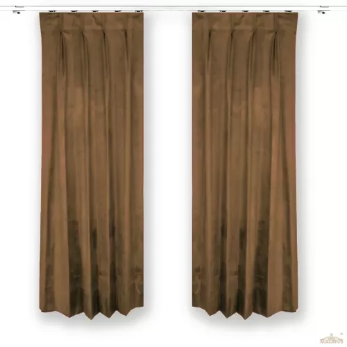 Brown pleated curtains