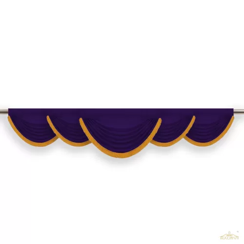 Swag valance curtains with gold trim