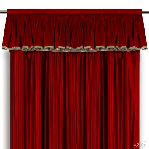 Red Stage Curtains With Pleated Valance