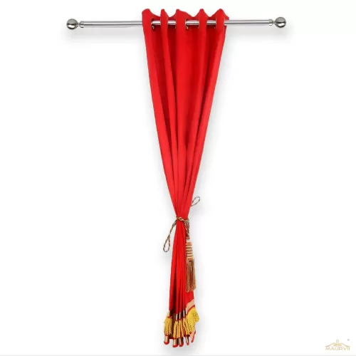 Decorative velvet curtains on a rod