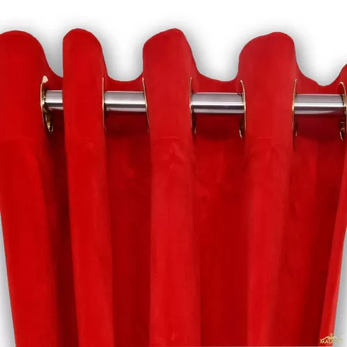 Grommet curtains in red made of velvet