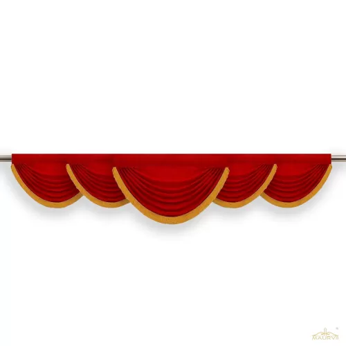 Red swag valance with gold trim