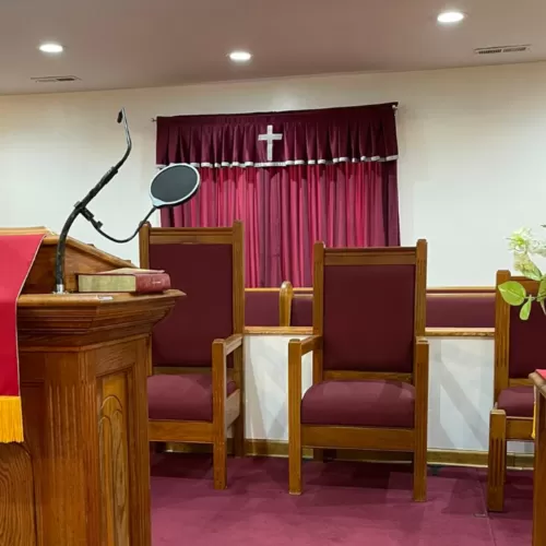 Religious Curtain In Burgundy Color