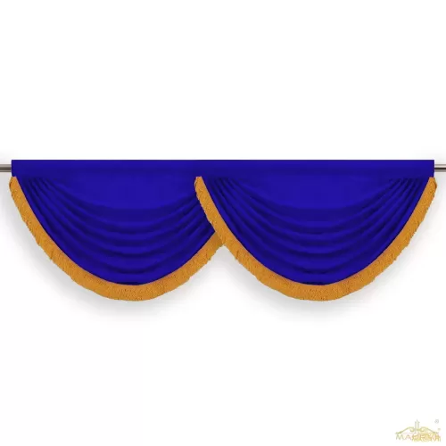 Swag valance in royal blue color with fringe 