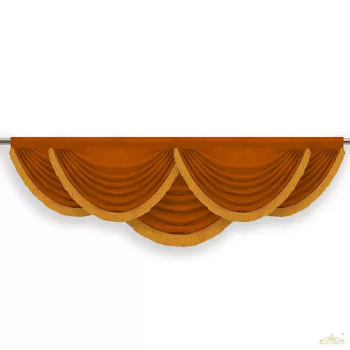 Rust swag window valance for rooms.