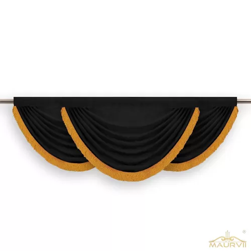 Black window valance in swag pattern