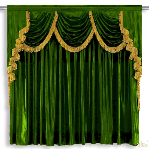 Stage Curtains In Green Color With Lace