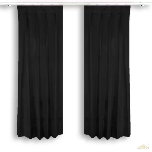 Black Room Curtains With Pleated Style