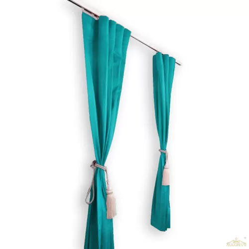 Velvet Style Curtains in Aqua Colour