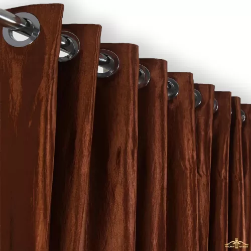 Silver grommet curtains with brown fabric