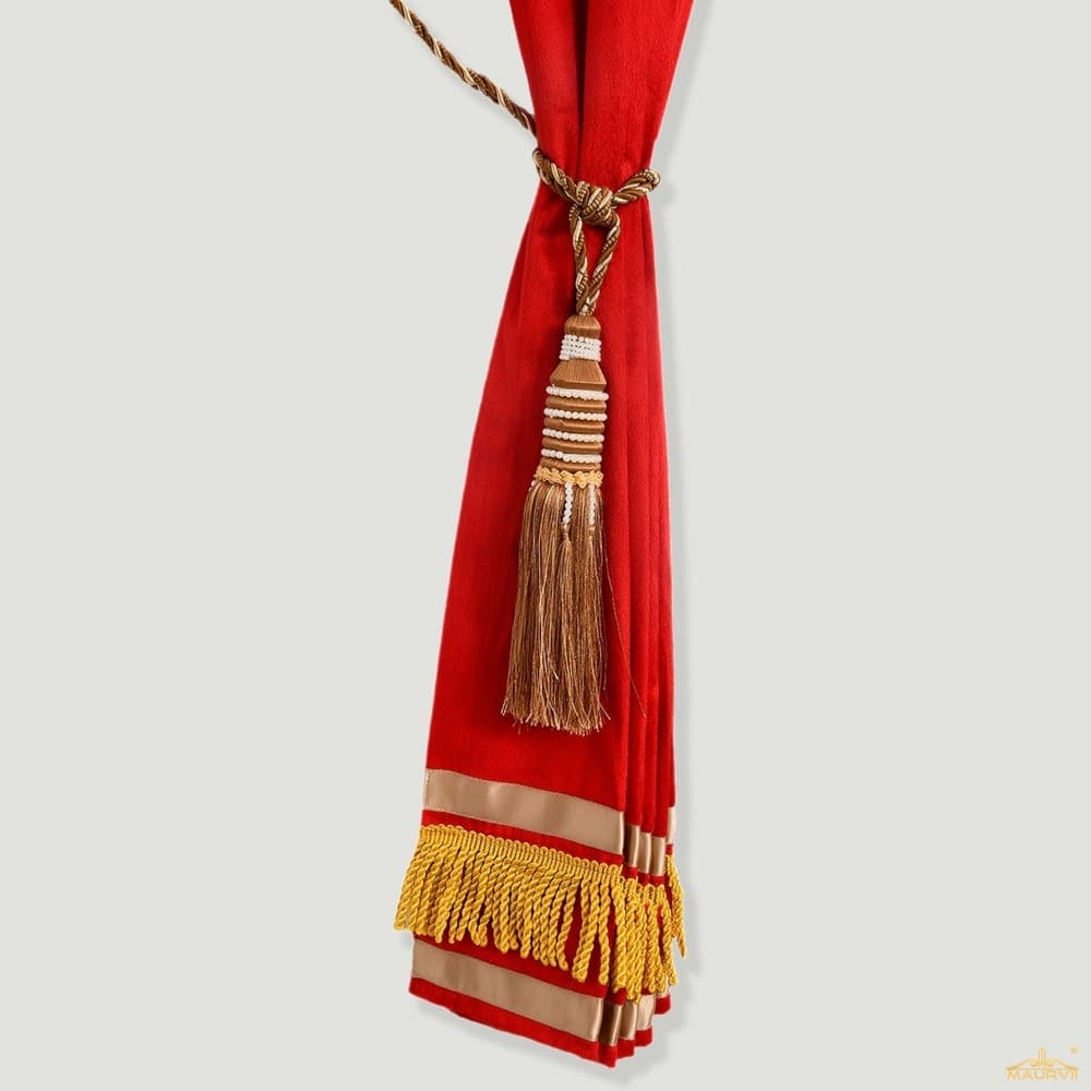 Red Velvet Curtain With Golden Fringe Red Velvet Curtains